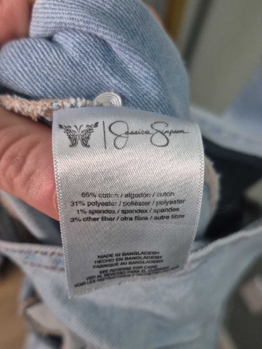 Jessica Simpson Pale Blue Cropped Denim Overalls - Picture 3 of 6